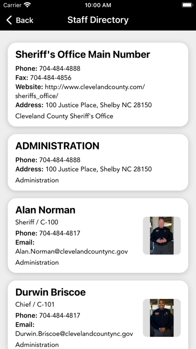 Cleveland County NC Sheriff Screenshot