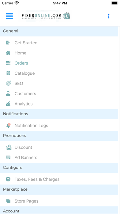 Viseronline Merchant Screenshot