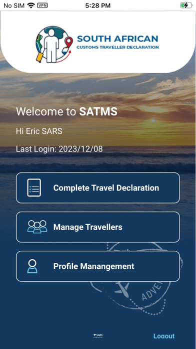 SA Traveller Management System Screenshot