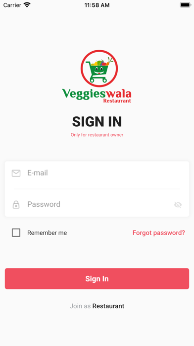 VeggiesWala Restaurant App Screenshot