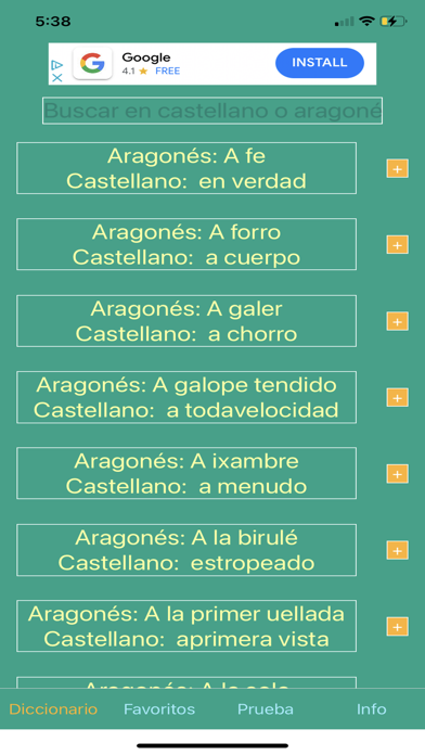 Diccionario Aragonés Screenshot