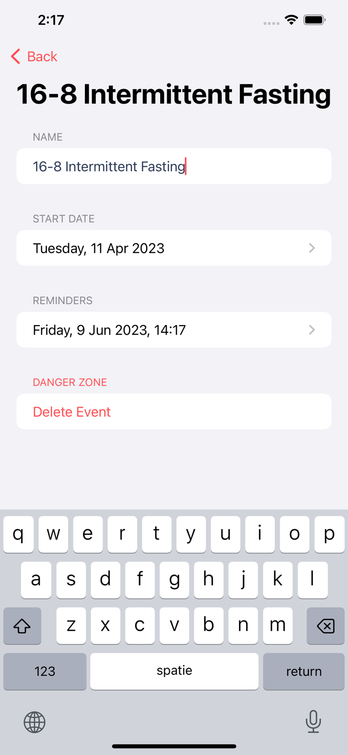 Days Since Goal Tracking