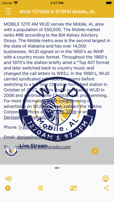 WIJD AM1270 & FM97.9 Radio Screenshot