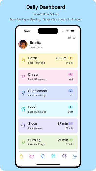 Bonbon Baby Tracker, Baby Log Screenshot