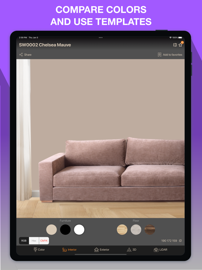 Color palette LiDAR paint wall
