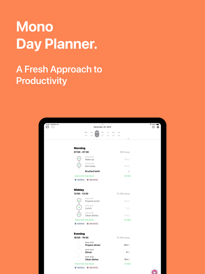 Daily Planner Task List - Mono