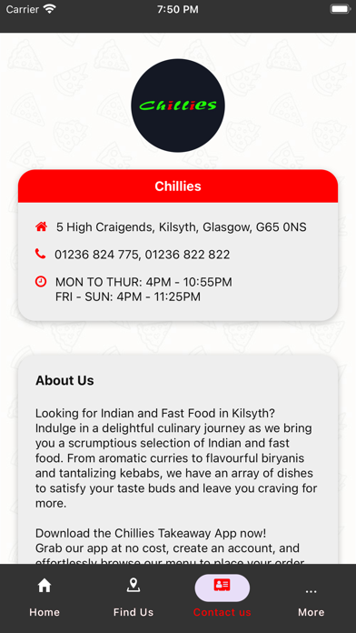Chillies Takeaway Kilsyth Screenshot