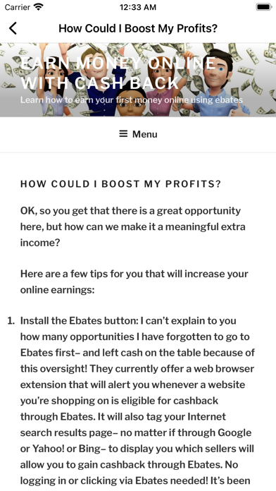 Earn Online Cashback Guide Screenshot