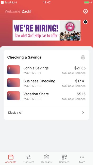 Self-Help Federal Credit Union Screenshot
