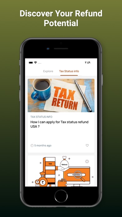 Tax Status Income Refund Info Screenshot