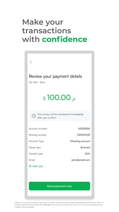 Globalfy Banking Screenshot