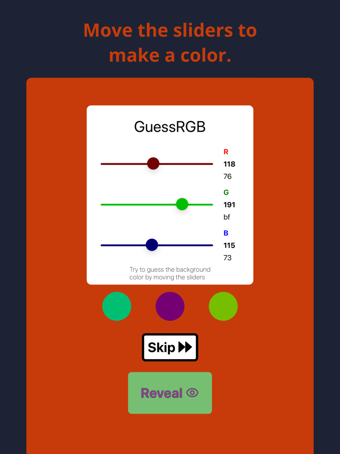 GuessRGB Guess the Color