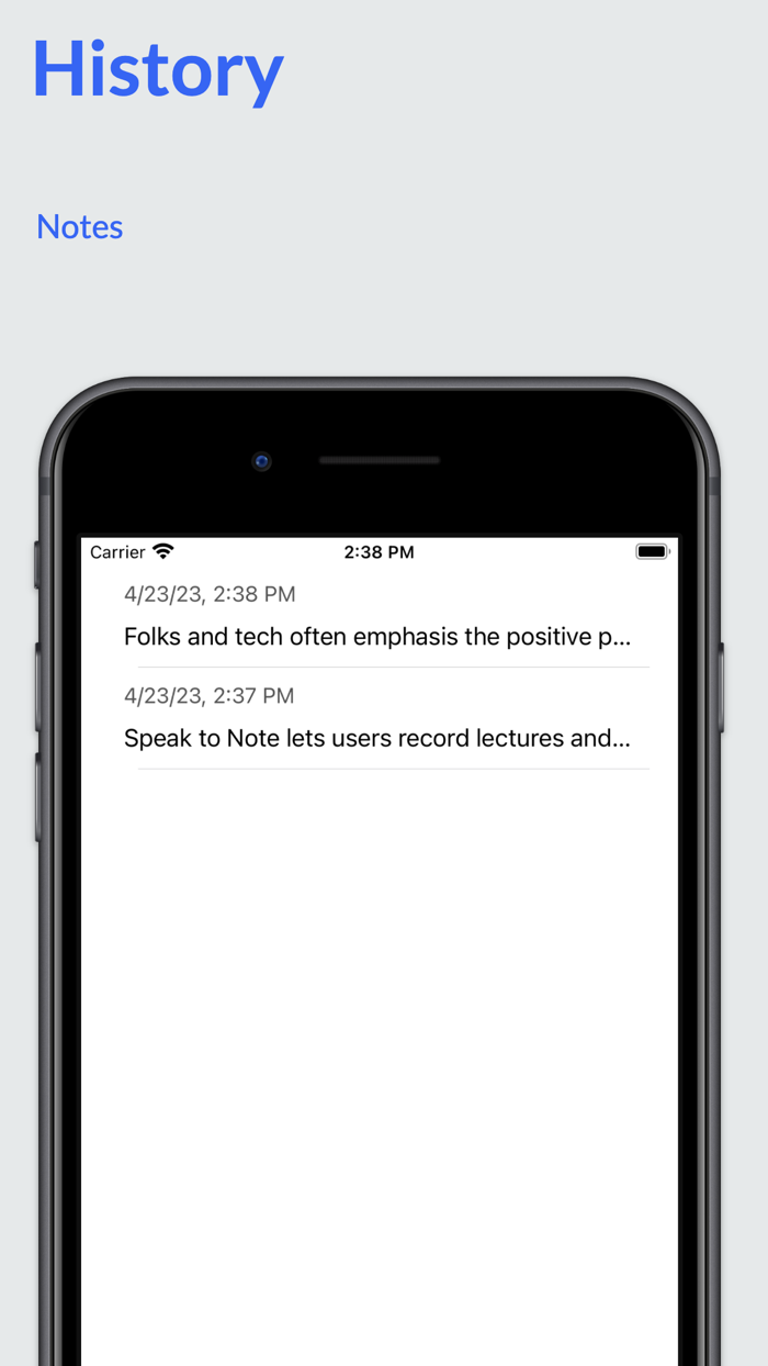 Transcription Speak2Note