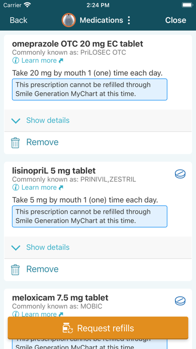 Smile Generation MyChart Screenshot