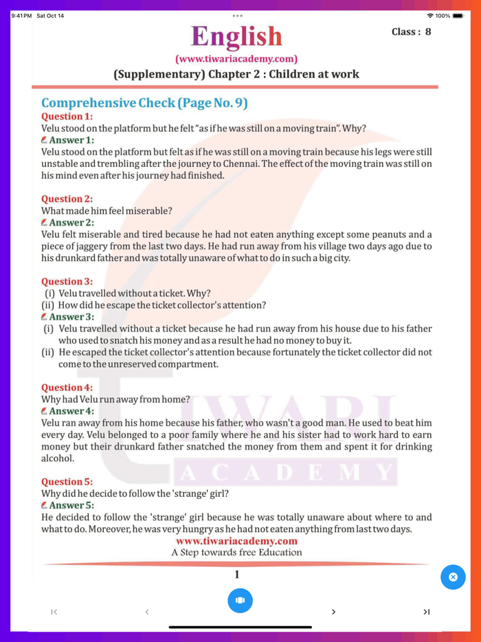 Class 8 English Solution