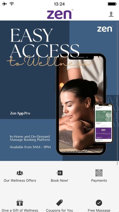 Zen Wellness Massage App Screenshot