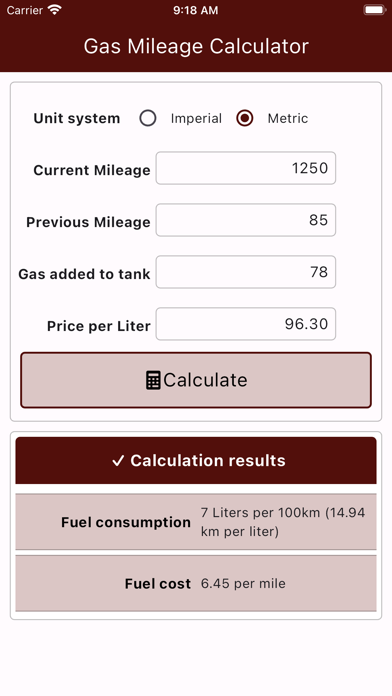 Screenshot #2 pour Gas Mileage Calculator Pro