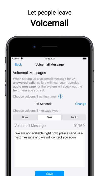 Second Phone Number: Text Call Screenshot