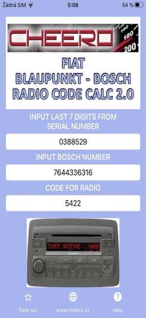 RADIO CODE for FIAT B&B dans l'App Store
