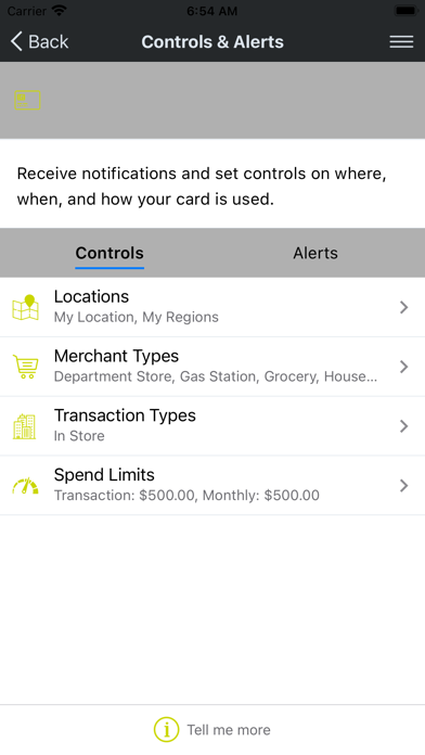 Seattle CU Card Control Screenshot