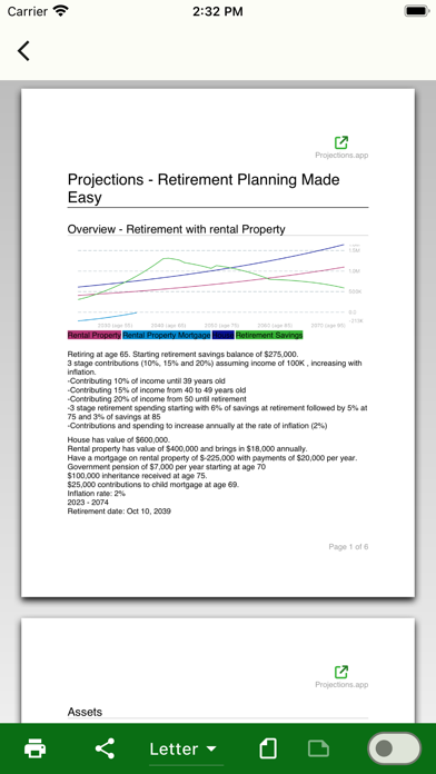 Projections:Retirement Planner Screenshot