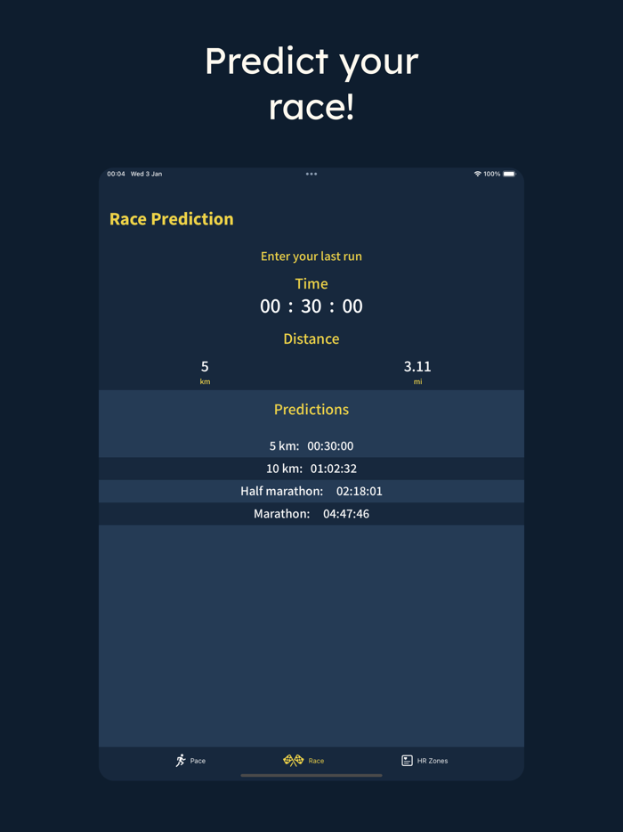 Running Race Pace Calculator