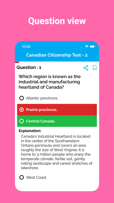 Canadian Citizenship Prep Test Screenshot