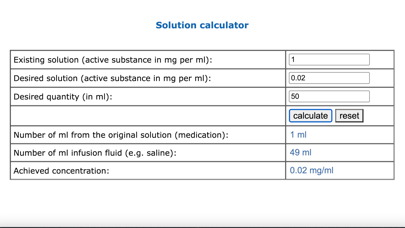 IV solution calculator Screenshot