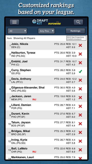 Fantasy Basketball Draft '23 Screenshot
