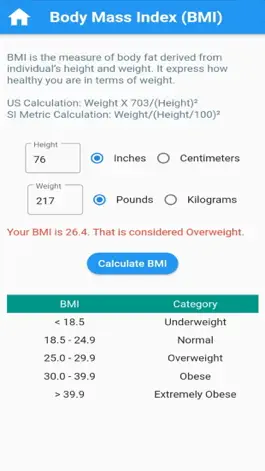 Game screenshot Health & Fitness Calculators apk