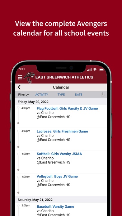 East Greenwich Athletics Screenshot