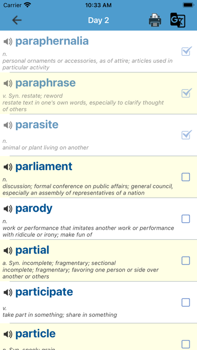3000 PTE Vocab Screenshot