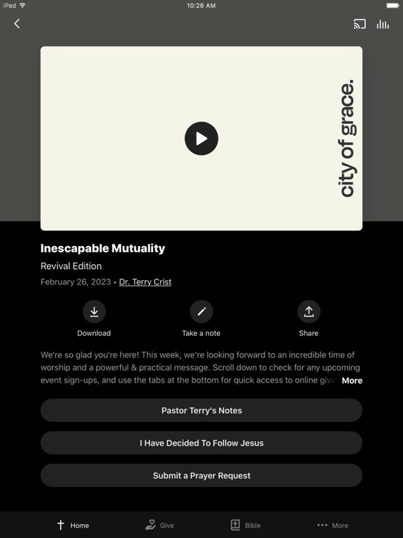 City of Grace Church iPad screenshot 3 - Education app