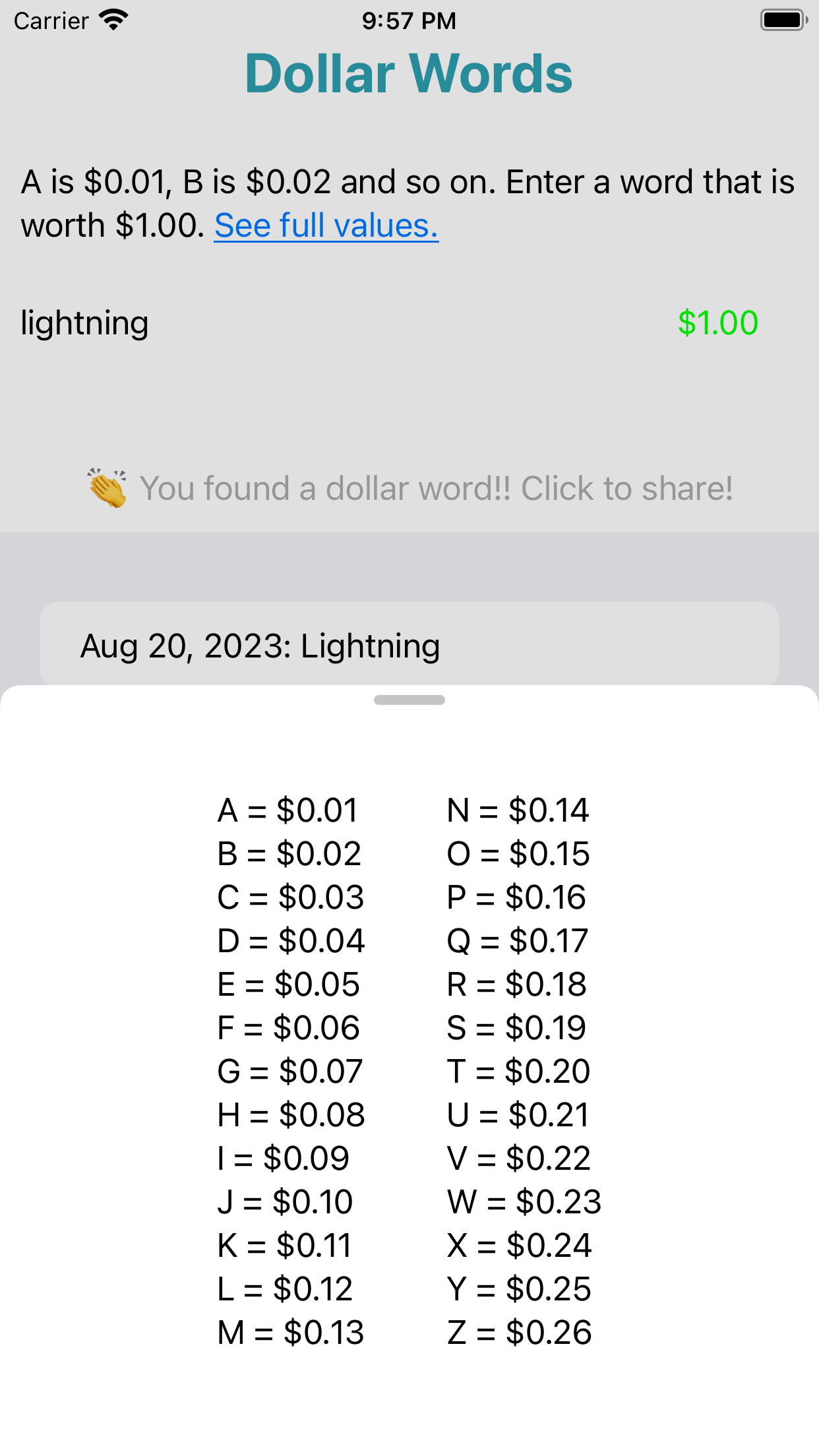 Dollar Words