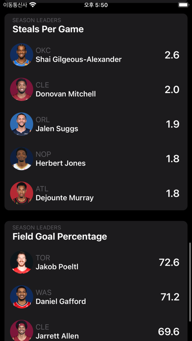 NBA Standings Screenshot