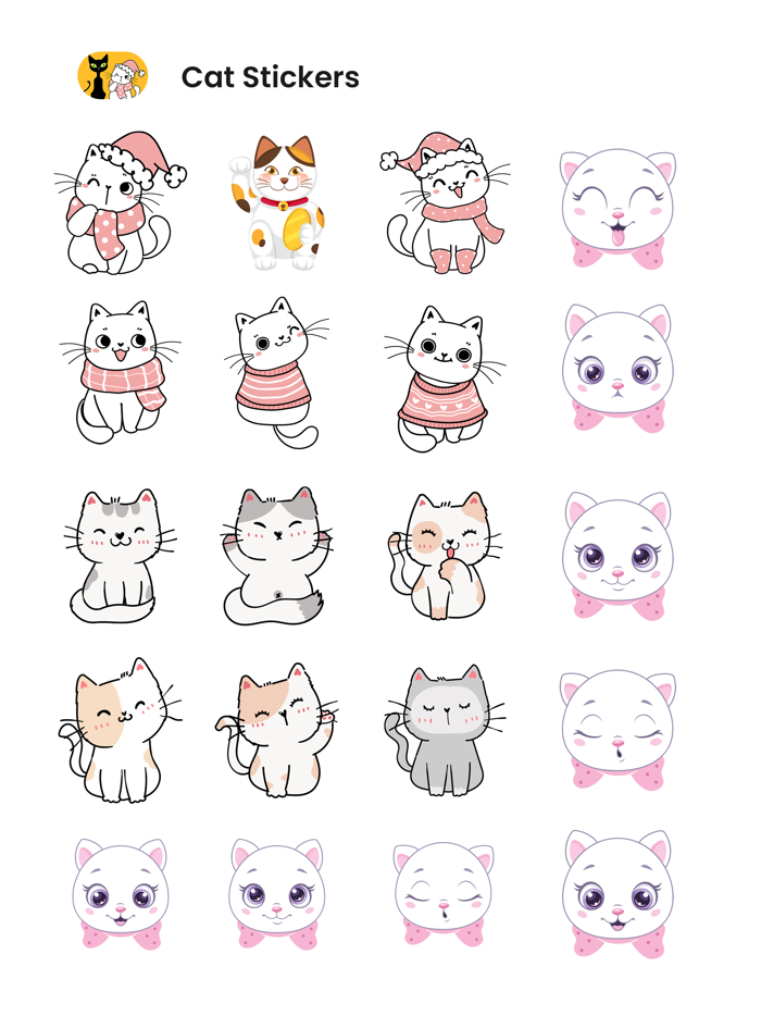 Black and White Cat Stickers