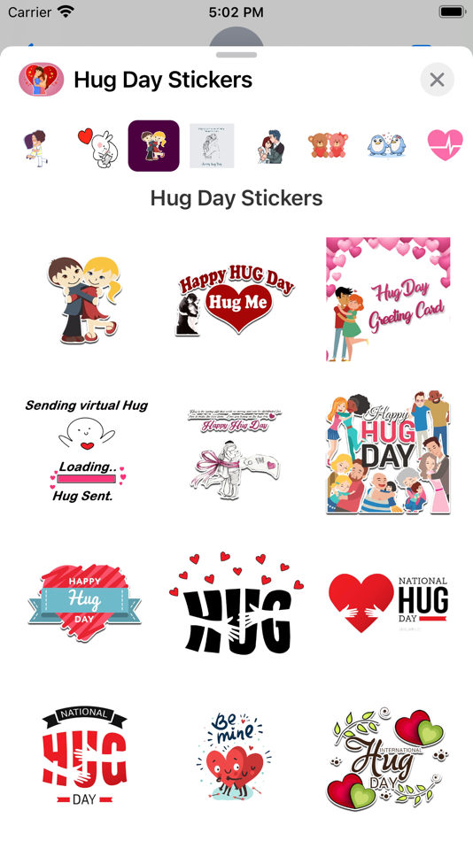 #2. Animated Hug Day Stickers (iOS) Podle: Akshar Jain