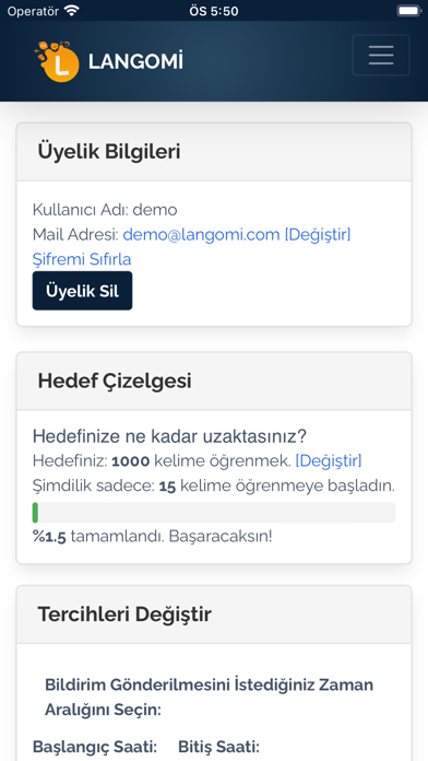Langomi-İngilizce Kelime Öğren Screenshot