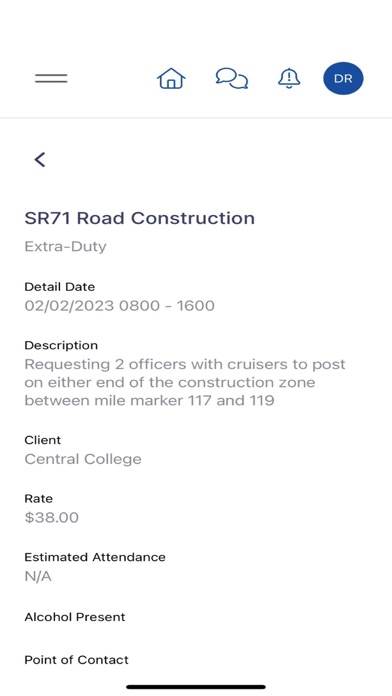Off Duty Blue Officer App Screenshot