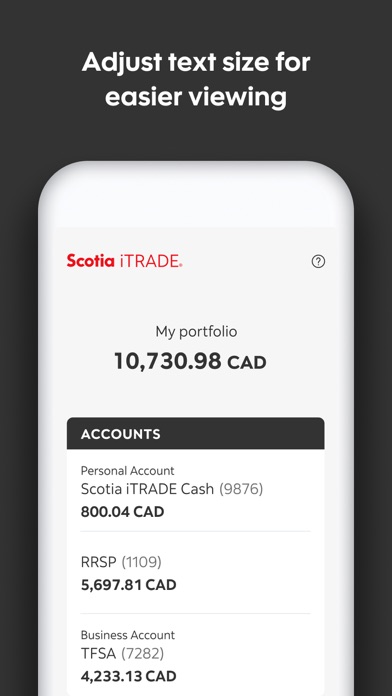 Scotia iTRADE mobile Screenshot