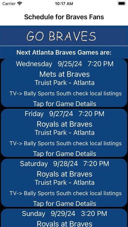 Schedule for Braves fans screenshot-3