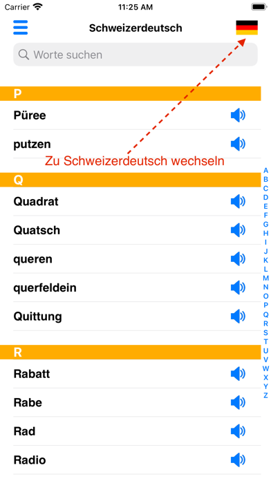 Schweizerdeutsch Wörterbuch Screenshot