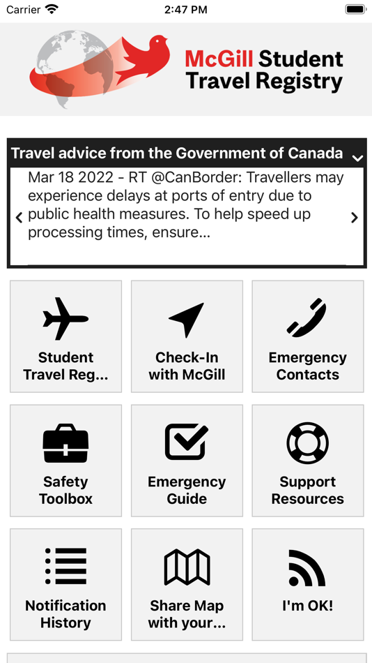 #1. McGill Student Travel Registry (iOS) 由: The Royal Institution for the Advancement of Learning (McGill University)