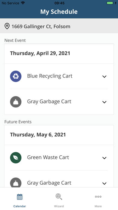 Folsom Waste Collection Screenshot