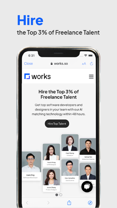 Works: Hire Top 3% Freelancers Screenshot