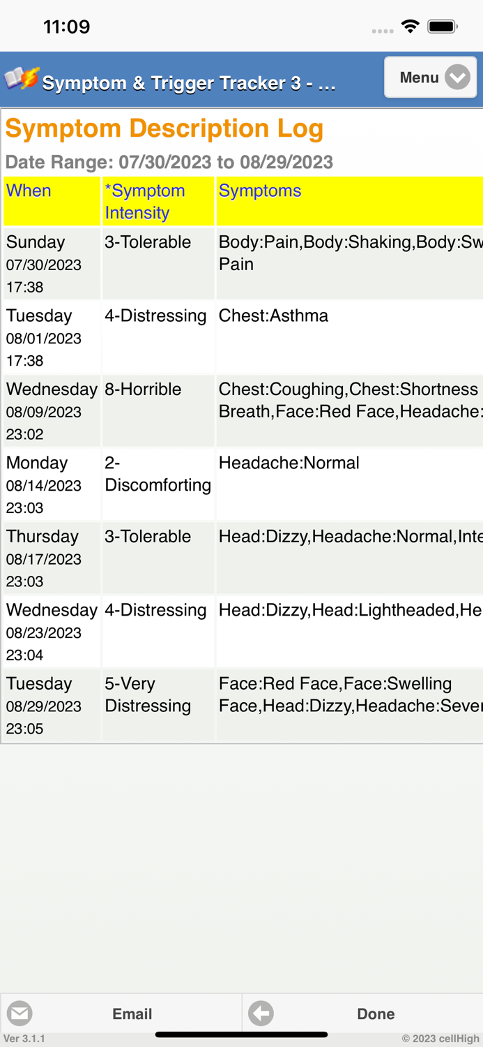 Symptom Trigger Tracker 3