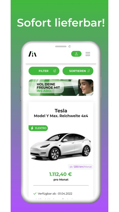 ViveLaCar Schweiz Auto-Abo Screenshot