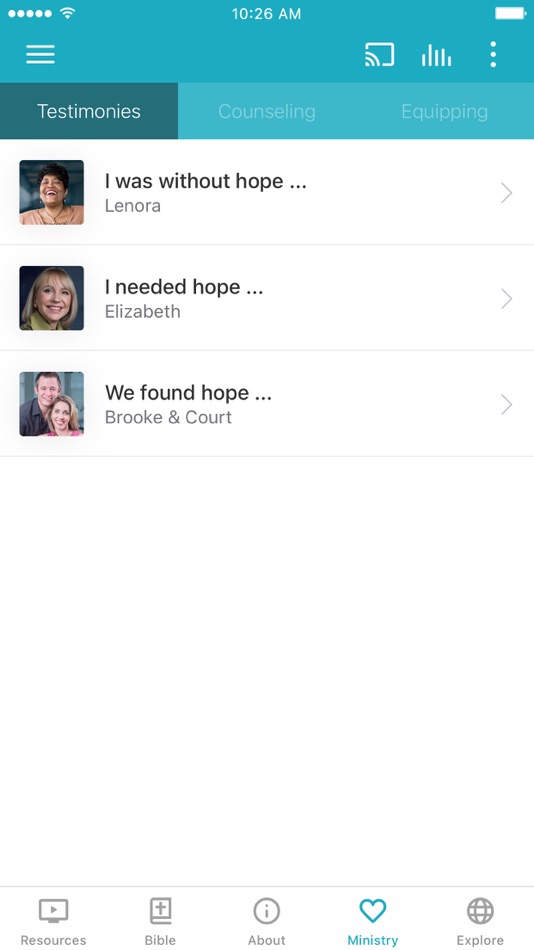 #3. Hope for the Heart Resources (iOS) 由: Faith Comes by Hearing