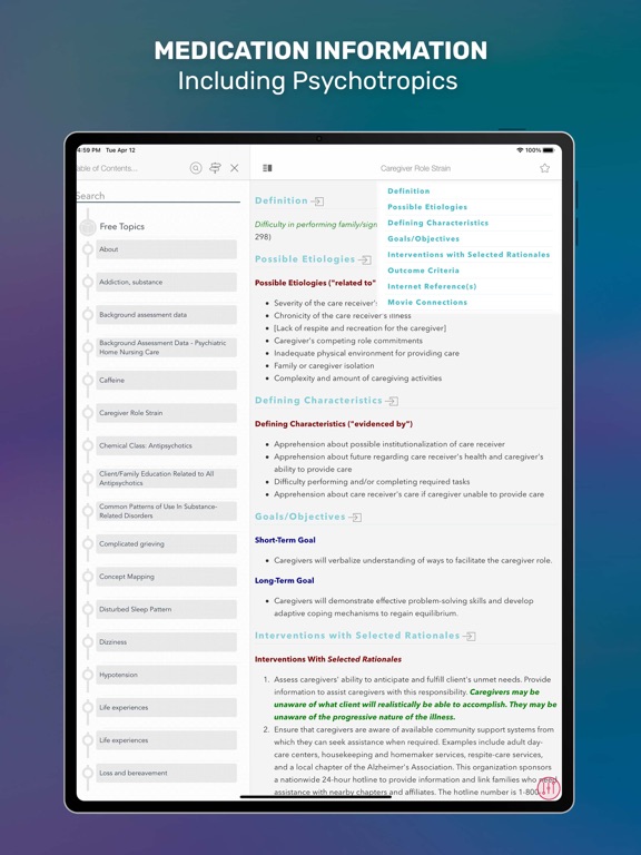 Psychiatric Nursing iPad screenshot 5 - Medical app