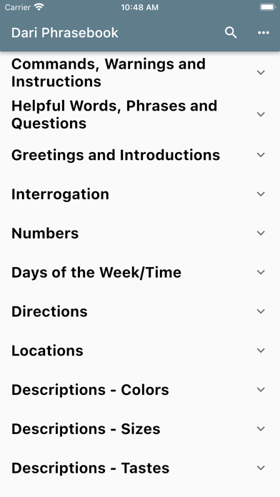 Dari Phrasebook Screenshot